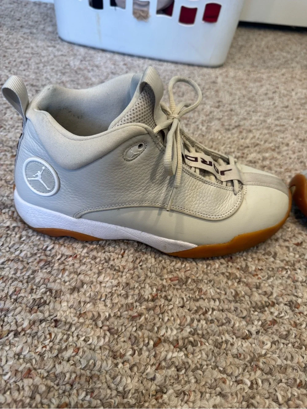 Jordan Light Gray and Gum Low-Top Sneakers